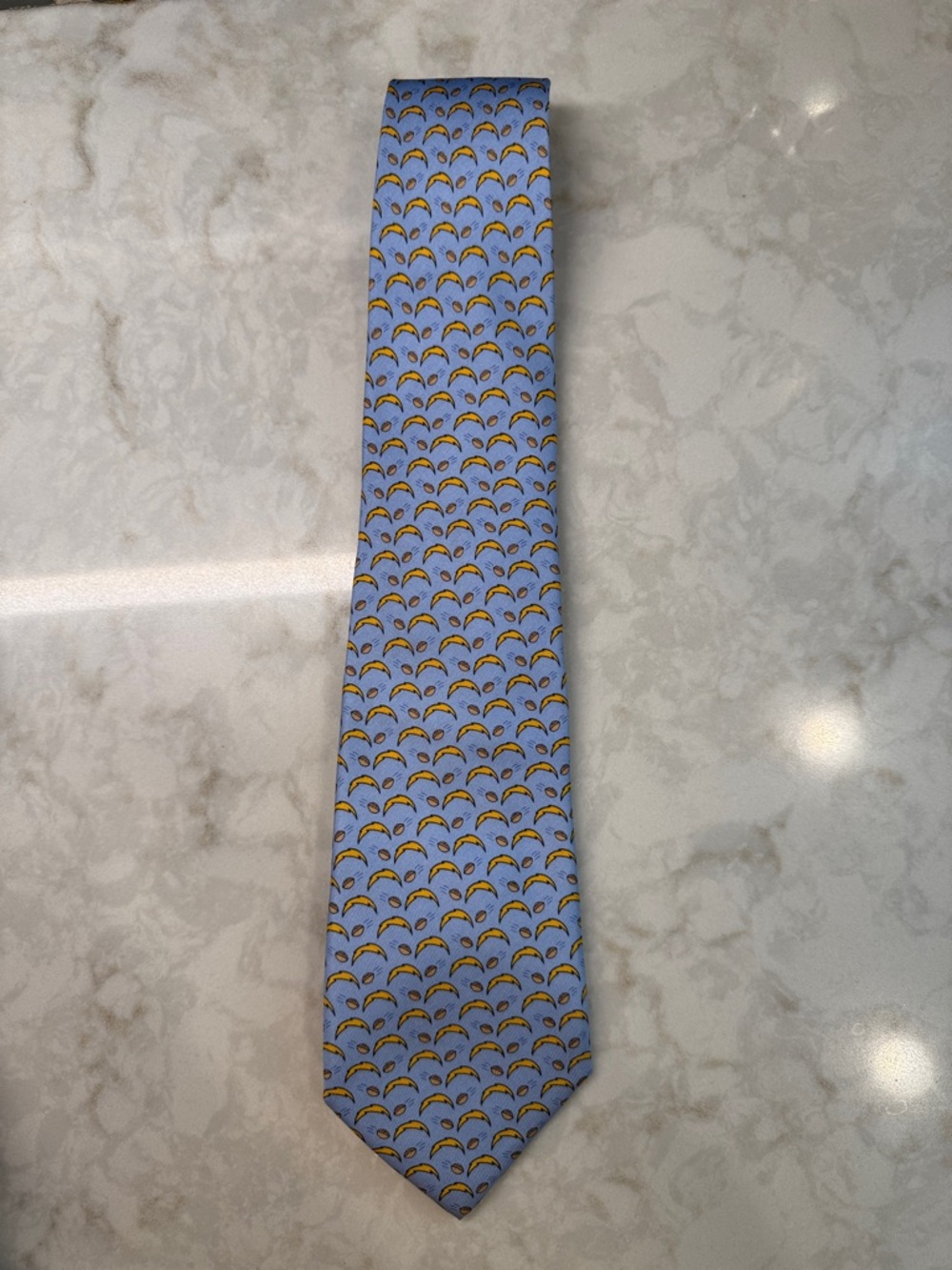 Vineyard Vines Light Blue Tie with Yellow Motif